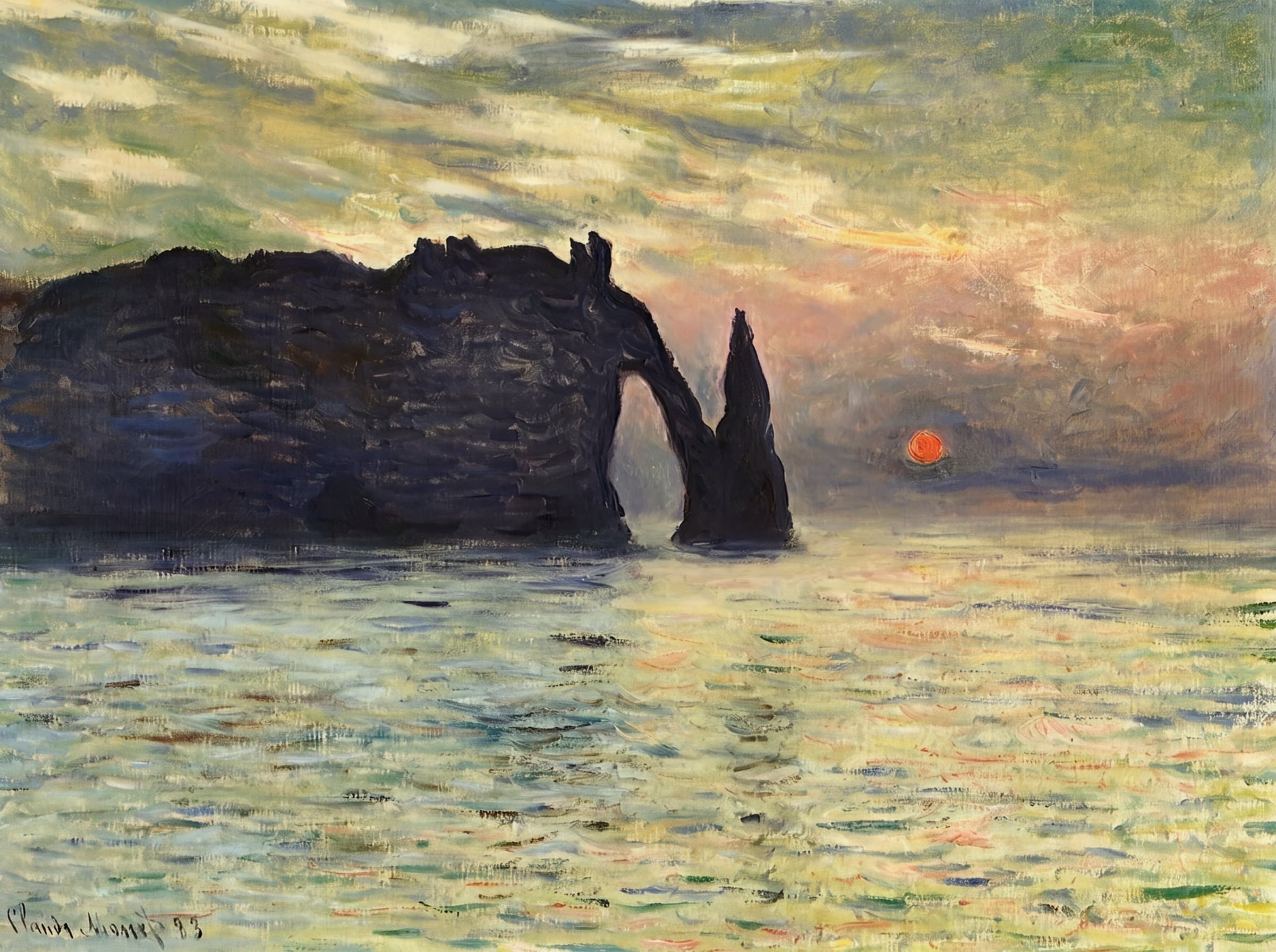 Cliff at Etretat, Sunset, Claude Monet