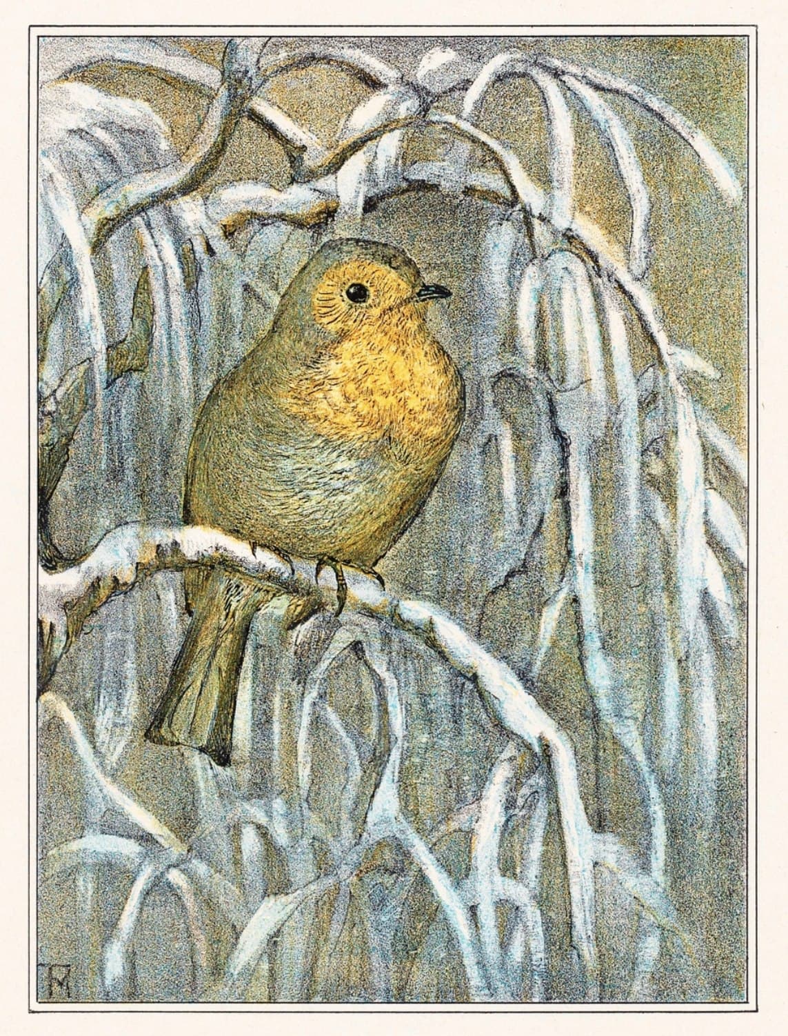 Robin on a Snowy Branch, Theo van Hoytema